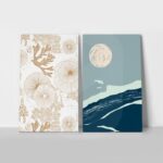 Σετ Δίπτυχος Πινακας σε καμβά MINIMAL ABSTRACT BEACH