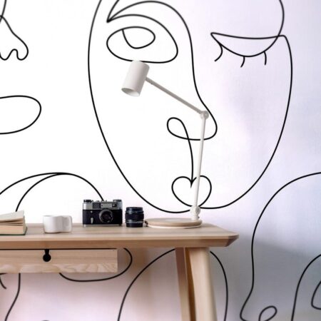 Αυτοκόλλητη Ταπετσαρία τοίχου MINIMAL FACES LINE ART - Μοτίβα Sticky 1