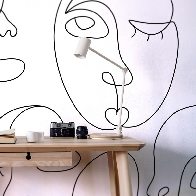 Αυτοκόλλητη Ταπετσαρία τοίχου MINIMAL FACES LINE ART