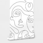 Αυτοκόλλητη Ταπετσαρία τοίχου MINIMAL FACES LINE ART
