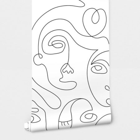 Αυτοκόλλητη Ταπετσαρία τοίχου MINIMAL FACES LINE ART - Μοτίβα Sticky 2