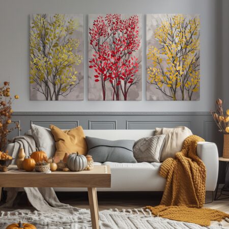 Σετ Τριπτυχος Πινακας σε καμβά MODERN ABSTRACT TREES - Εργα Τεχνης