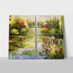 Σετ Δίπτυχος Πινακας σε καμβά MONET WATER LILIES POND