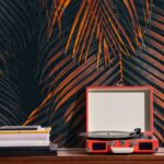 Αυτοκόλλητη Ταπετσαρία τοίχου ORANGE AND BLACK PALM