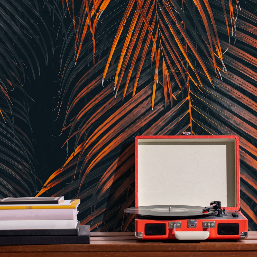 Αυτοκόλλητη Ταπετσαρία τοίχου ORANGE AND BLACK PALM