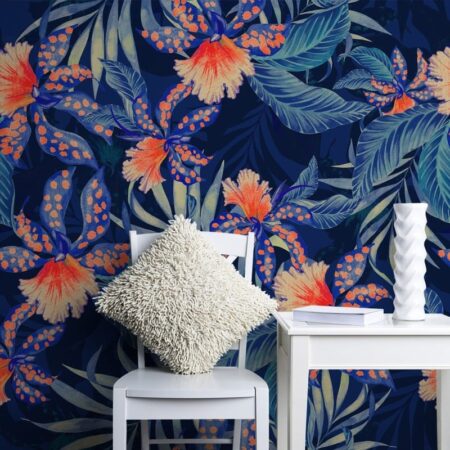 Αυτοκόλλητη Ταπετσαρία τοίχου ORCHIDS AND PALMS - Floral - Λουλουδια