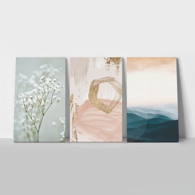 Σετ Τριπτυχος Πινακας σε καμβά PASTEL CALMNESS