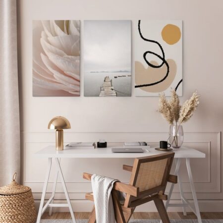 Σετ Τριπτυχος Πινακας σε καμβά PASTEL MORNING - Αφηρημενα και Abstract