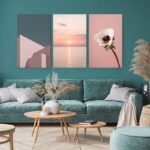 Σετ Τριπτυχος Πινακας σε καμβά PINK MINIMALISM