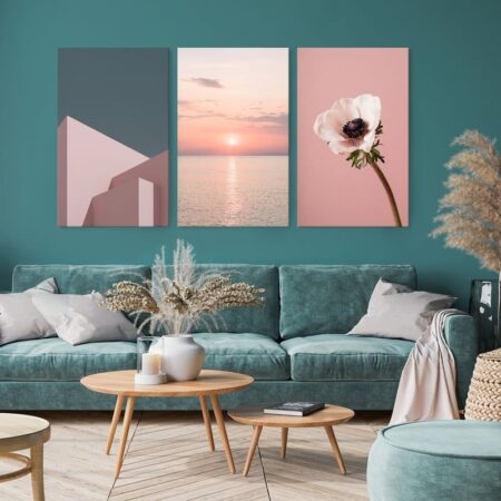 Σετ Τριπτυχος Πινακας σε καμβά PINK MINIMALISM