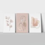 Σετ Τριπτυχος Πινακας σε καμβά PINK PASTEL TONES