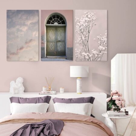 Σετ Τριπτυχος Πινακας σε καμβά PINK PURPLE RELAX - Vintage