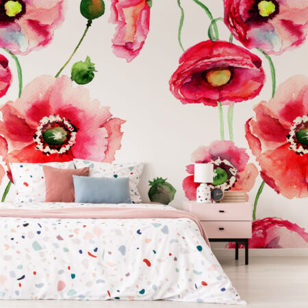 Αυτοκόλλητη Ταπετσαρία τοίχου POPPIES - Floral - Λουλουδια