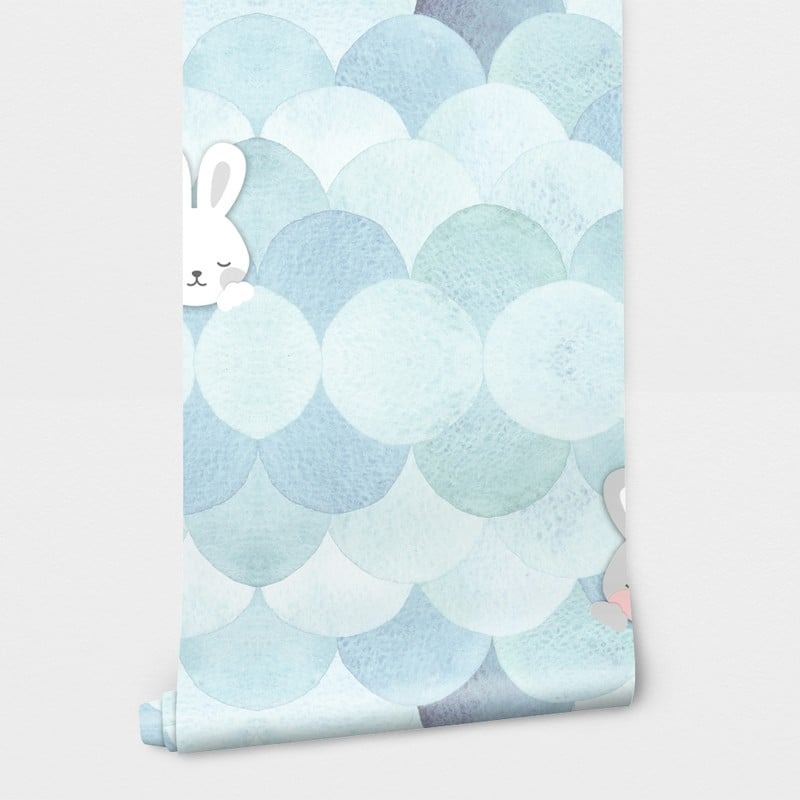 Αυτοκόλλητη Ταπετσαρία τοίχου RABBIT POP BLUE