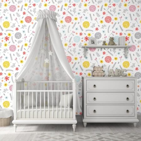 Αυτοκόλλητη Ταπετσαρία τοίχου SPRING FLOWERS PATTERN - Μοτίβα