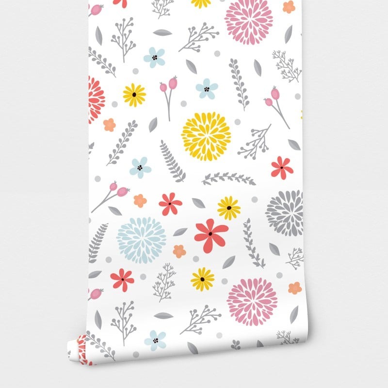 Αυτοκόλλητη Ταπετσαρία τοίχου SPRING FLOWERS PATTERN