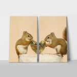 Σετ Δίπτυχος Πινακας σε καμβά SQUIRRELS