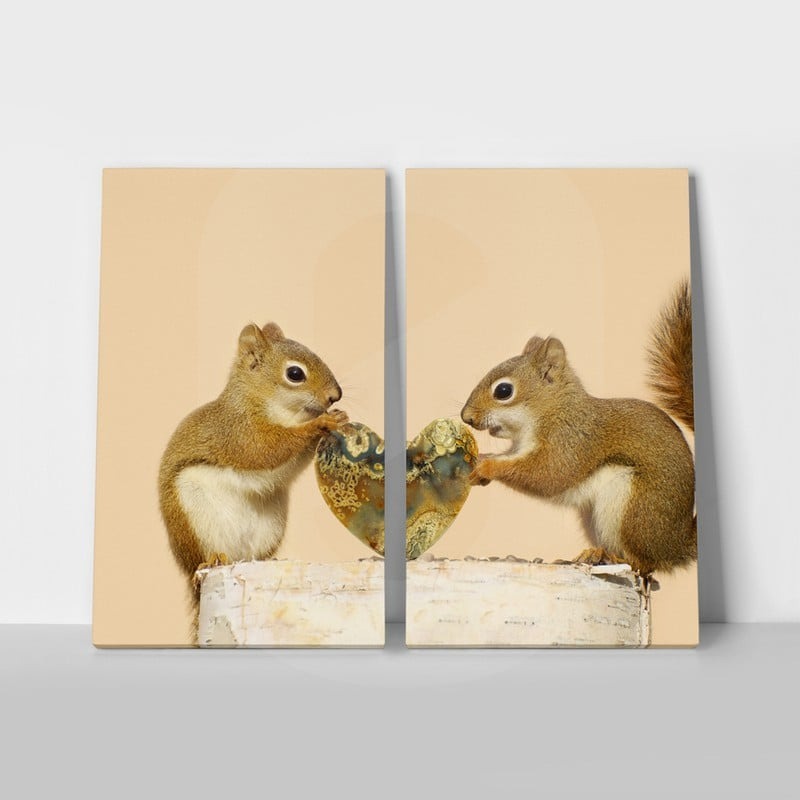 Σετ Δίπτυχος Πινακας σε καμβά SQUIRRELS