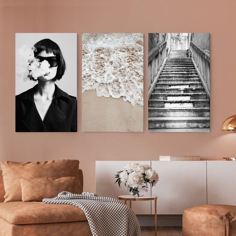 Σετ Τριπτυχος Πινακας σε καμβά THINK IN ELEGANCE