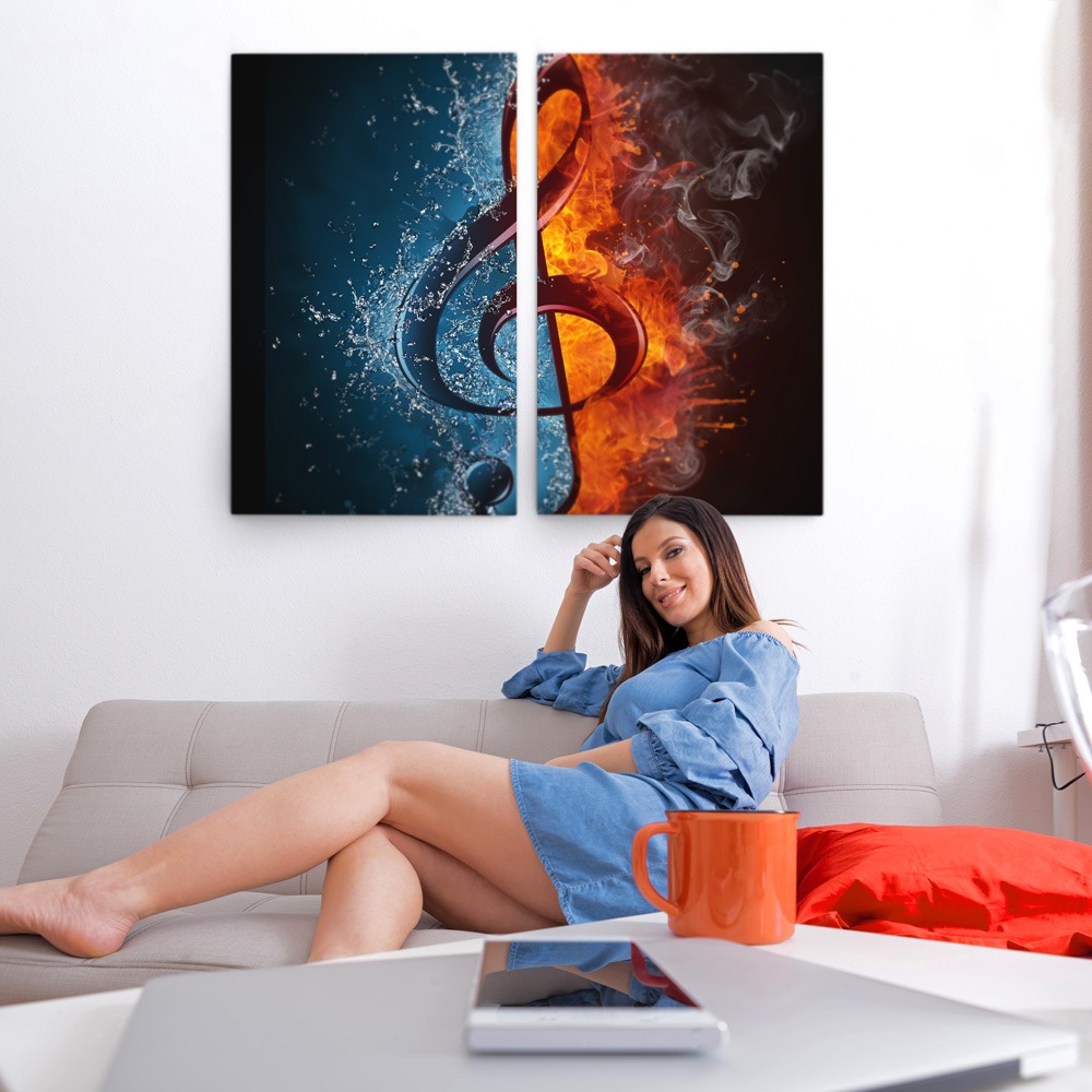 Σετ Δίπτυχος Πινακας σε καμβά TREBLE CLEF