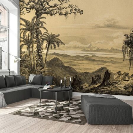 Αυτοκόλλητη Ταπετσαρία τοίχου TROPICAL LANDSCAPE DRAWING - Tropical