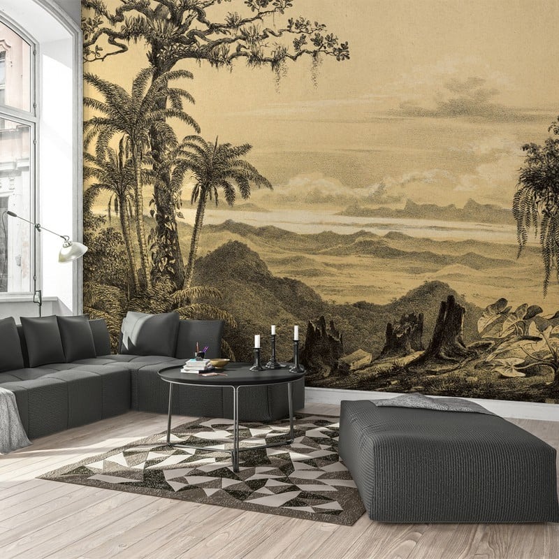 Αυτοκόλλητη Ταπετσαρία τοίχου TROPICAL LANDSCAPE DRAWING