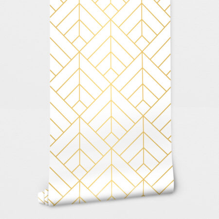 Αυτοκόλλητη Ταπετσαρία τοίχου WHITE GOLD ART DECO DIAMOND - Μοτίβα Sticky 2