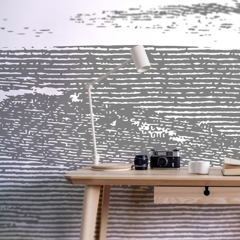 Αυτοκόλλητη Ταπετσαρία τοίχου WOODCUT ABSTRACT LANDSCAPE