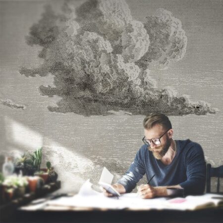 Αυτοκόλλητη Ταπετσαρία τοίχου WOODCUT CLOUD