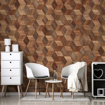 Αυτοκόλλητη Ταπετσαρία τοίχου WOODEN GEOMETRICAL - Απομίμηση υλικών