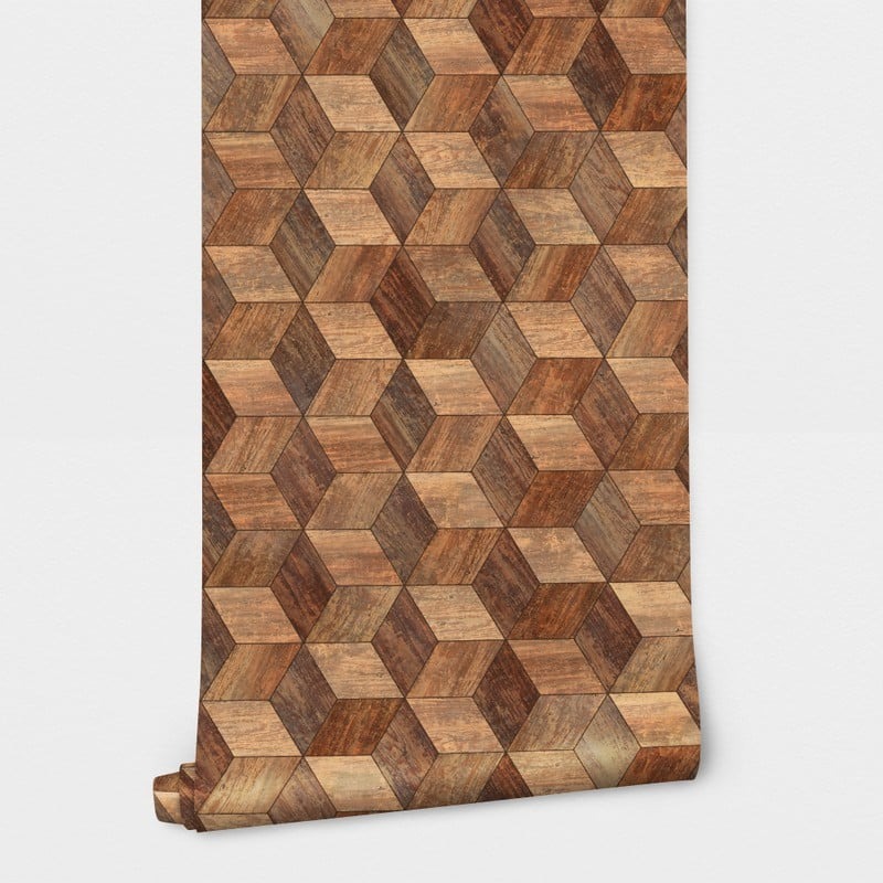 Αυτοκόλλητη Ταπετσαρία τοίχου WOODEN GEOMETRICAL