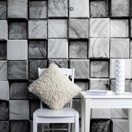 Αυτοκόλλητη Ταπετσαρία τοίχου GREY WOODEN BLOCKS - Απομίμηση υλικών Sticky 1
