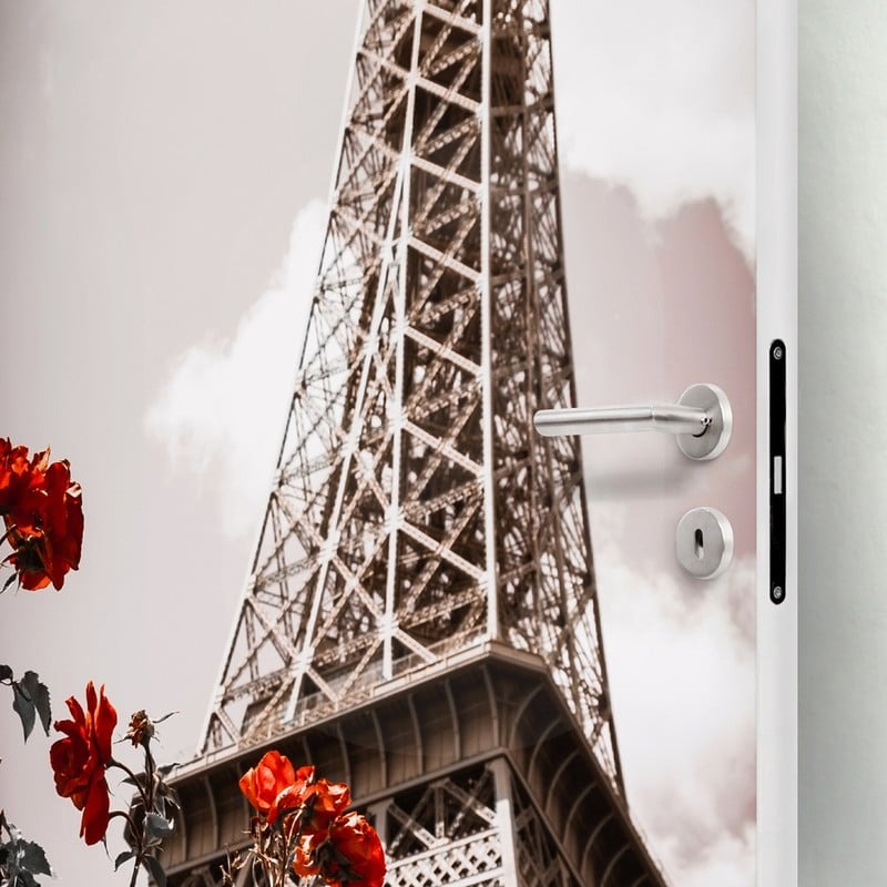 Αυτοκολλητο Πορτας EIFFEL TOWER AND RED ROSE