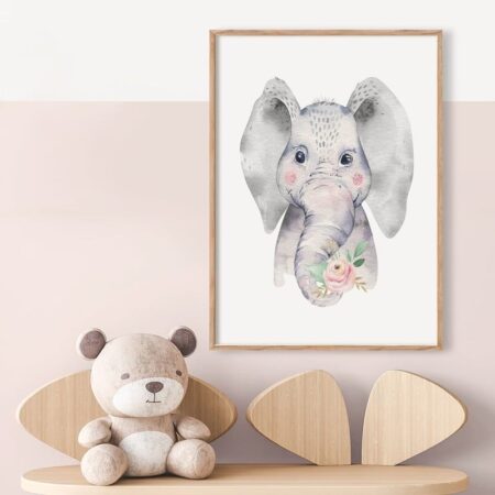 Πόστερ BABY ELEPHANT HOLDING A FLOWER - Παιδικά