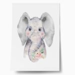 Πόστερ BABY ELEPHANT HOLDING A FLOWER