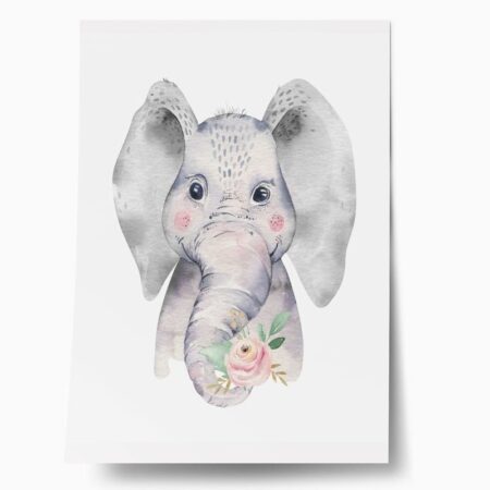 Πόστερ BABY ELEPHANT HOLDING A FLOWER - Παιδικά Sticky 1