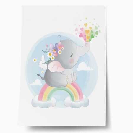 Πόστερ BABY ELEPHANT SPLASHING RAINBOW - Παιδικά Sticky 1