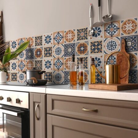 Αυτοκόλλητα Πλακάκια BEIGE AND BLUE CLASSIC SET 8 τμχ - Αυτοκόλλητα Πλακακια