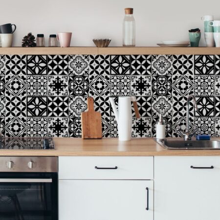 Αυτοκόλλητα Πλακάκια BLACK AND WHITE CLASSIC SET 8 τμχ - Αυτοκόλλητα Πλακακια