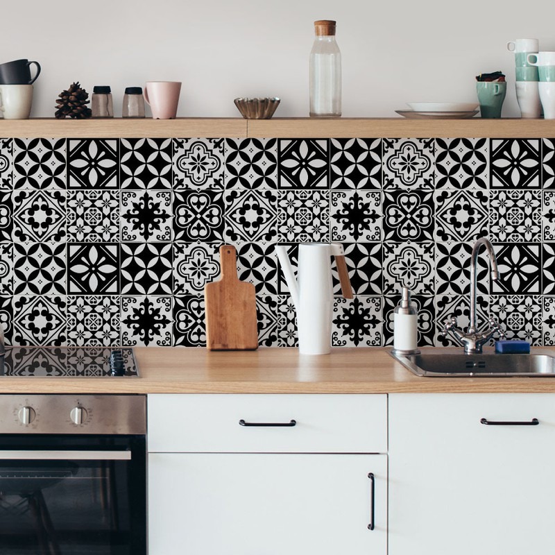 Αυτοκόλλητα Πλακάκια BLACK AND WHITE CLASSIC SET 8 τμχ