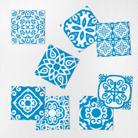 Αυτοκόλλητα Πλακάκια BLUE AND WHITE CLASSIC SET 8 τμχ - Αυτοκόλλητα Πλακακια Sticky 1