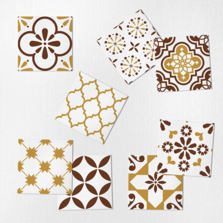 Αυτοκόλλητα Πλακάκια BROWN AND DARK YELLOW CLASSIC SET 8 τμχ - Αυτοκόλλητα Πλακακια Sticky 1