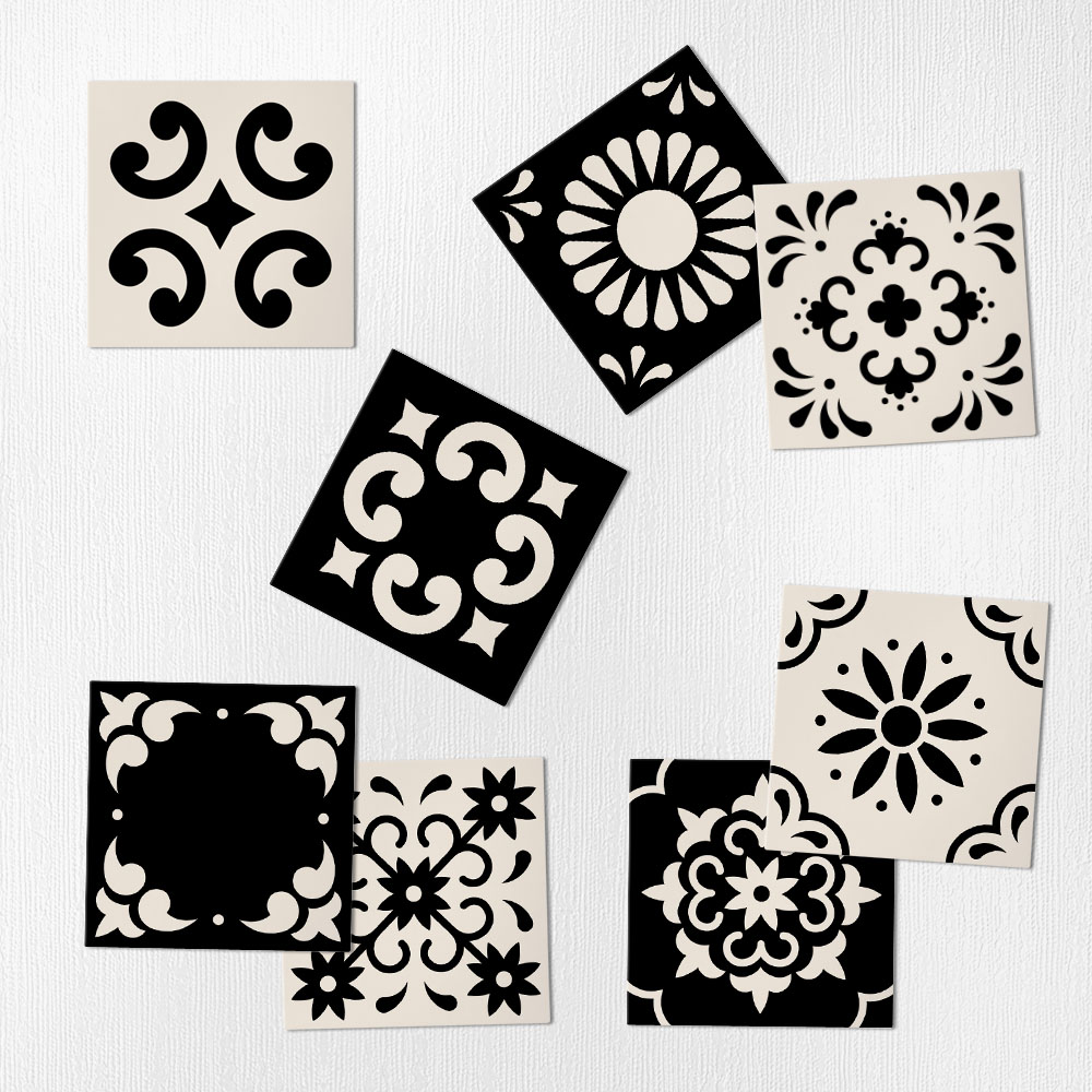 Αυτοκόλλητα Πλακάκια CLASSIC BLACK VINTAGE SET 8 τμχ