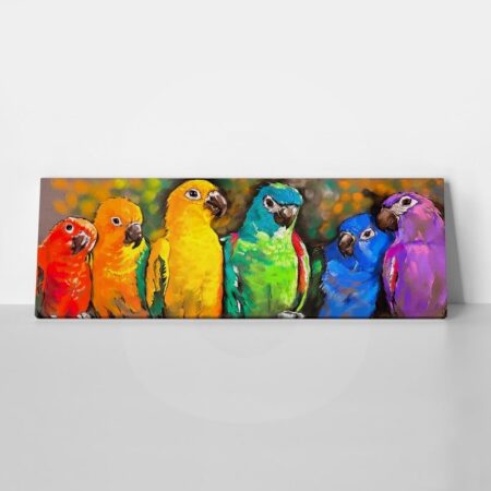 Πίνακας Πανοραμικός COLORFUL PARROTS - Πουλια Sticky 1