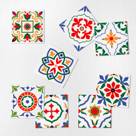Αυτοκόλλητα Πλακάκια GREEN RED AND BLUE CLASSIC SET 8 τμχ - Αυτοκόλλητα Πλακακια Sticky 1