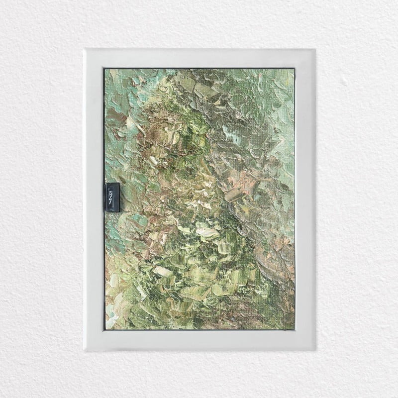 Aυτοκόλλητο ηλεκτρολογικού πίνακα GREEN ABSTRACT PALETTE KNIFE
