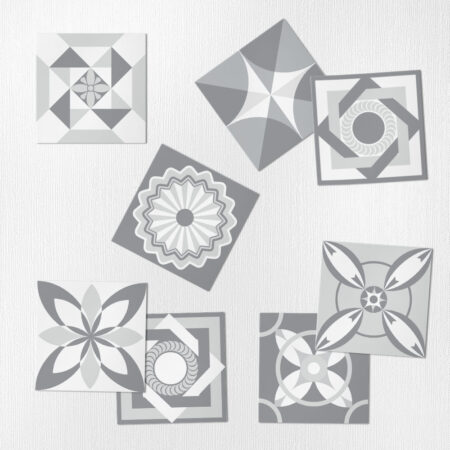 Αυτοκόλλητα Πλακάκια GREY GEOMETRIC CLASSIC SET 8 τμχ - Αυτοκόλλητα Πλακακια Sticky 1