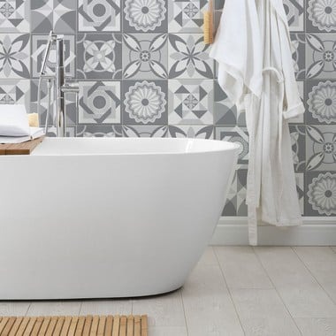 Αυτοκόλλητα Πλακάκια GREY GEOMETRIC CLASSIC SET 8 τμχ - Αυτοκόλλητα Πλακακια