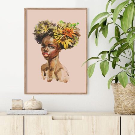 Πόστερ LADY PAINTING WITH FLOWERS ON HEAD - Πορτραιτα - Φιγουρες