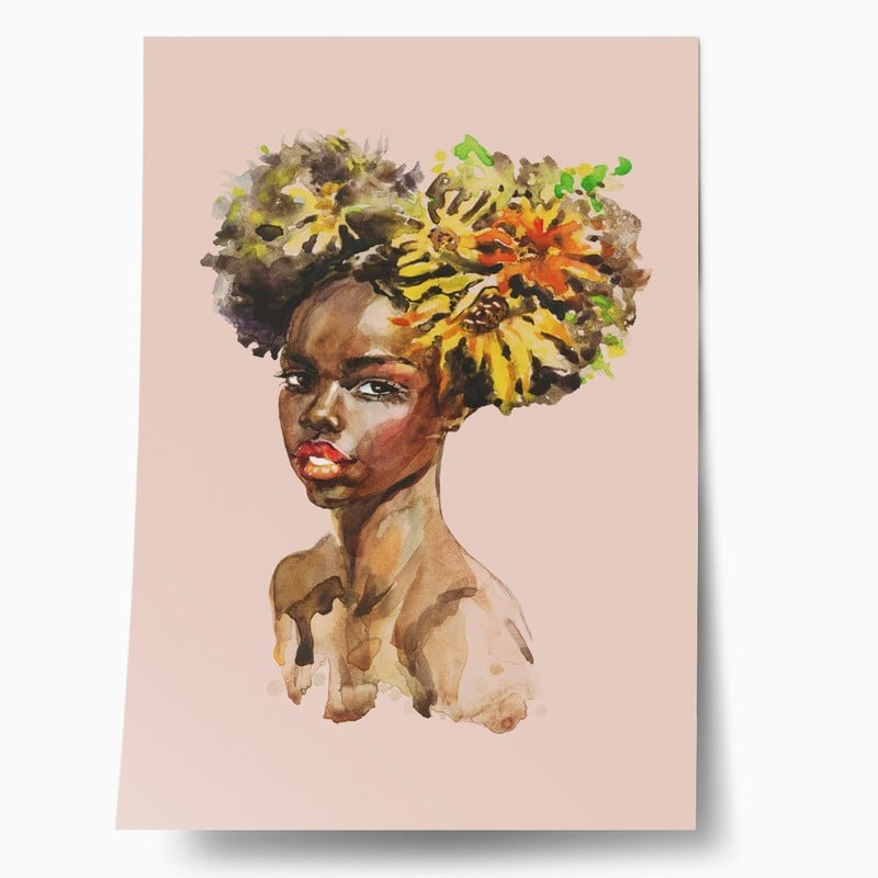 Πόστερ LADY PAINTING WITH FLOWERS ON HEAD